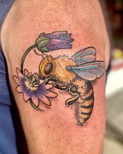 "Bee with Flower" tattoo